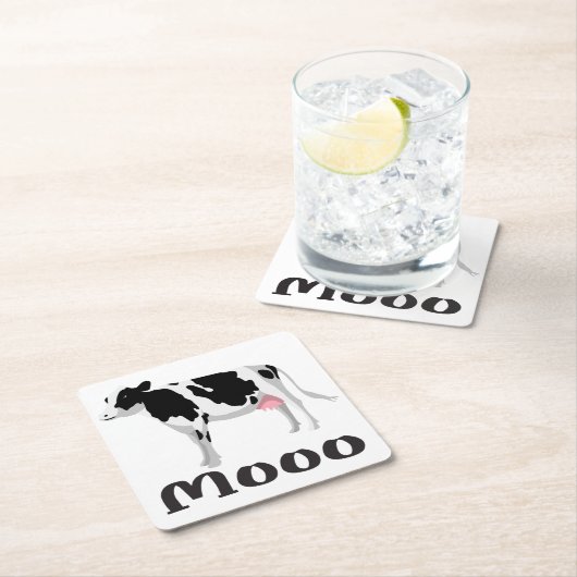 カウト農家白黒カントリーファームカウ スクエアペーパーコースター (インサイチュ)
