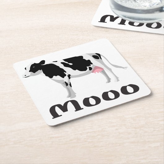カウト農家白黒カントリーファームカウ スクエアペーパーコースター (アングル)