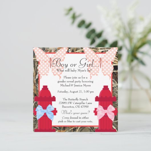 カウト迷彩柄消火栓ジェンダーリビール招待状 招待状 (スタンド正面)