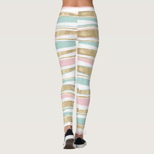 カウト金ゴールドドストライプードルズピンクデザイン レギンス (裏面)