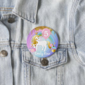 カウト金ゴールド&ホワイトユニコーントリーツ誕生日 缶バッジ (インサイチュ)