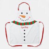カウト雪だるまクおもしろいリスマスオールオーバープリント エプロン (正面)