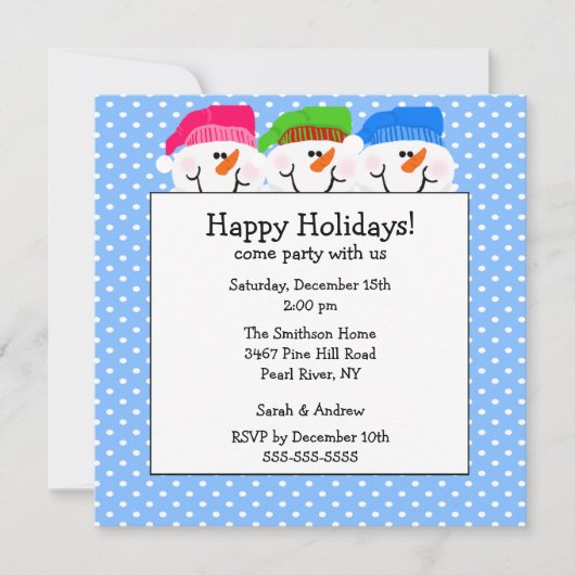 カウト雪だるまハッピーホリデーパーティ招待状 招待状 (正面)