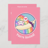 カウト髭バナナバースデーパーティ招待状 招待状 (正面/裏面)