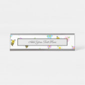 カウト（昆虫）マルハナバチイエローブラックのまわりにカラフル デスクネームプレート (正面)