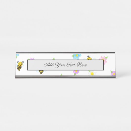 カウト(昆虫)マルハナバチイエローブラックのまわりにカラフル デスクネームプレート (正面)