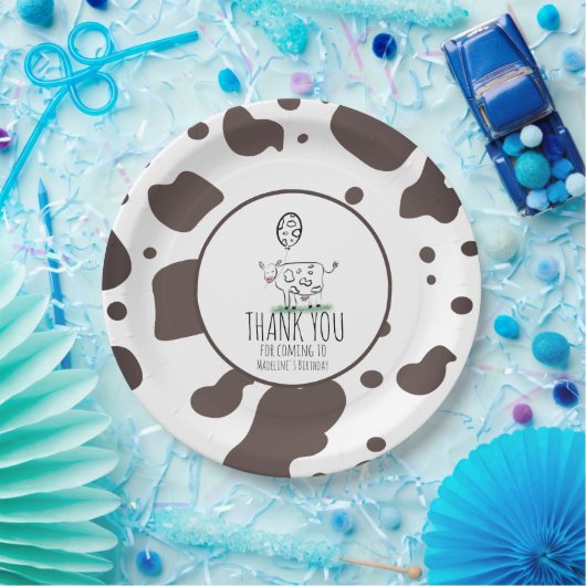 カウドードルファーム動物の誕生日パーティーありがとう ペーパープレート (パーティー)
