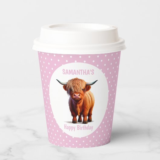 カウハイランドピンク 紙コップ (正面)