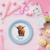 カウハイランドブルー誕生日 ペーパープレート (パーティー)