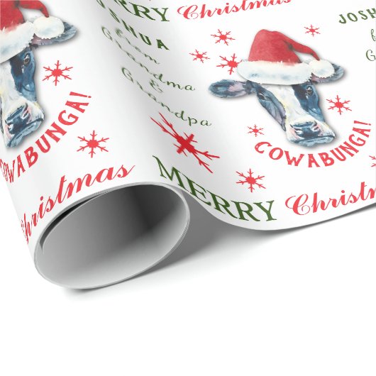 カウバおもしろいブンガクリスマスパーソナライズされた ラッピングペーパー (ロールコーナー)