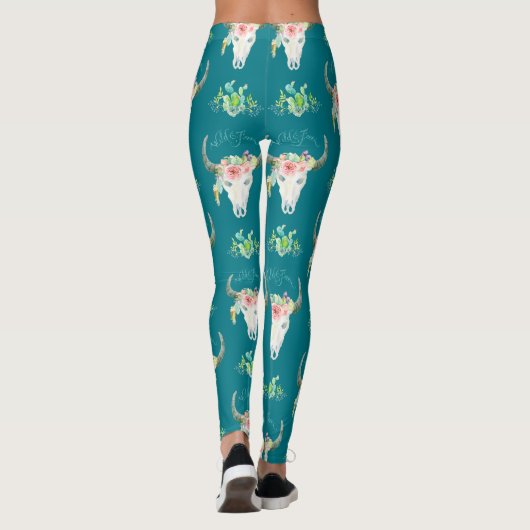 カウバッファロースカルボホボヘミアンカボスデザートアート レギンス (裏面)