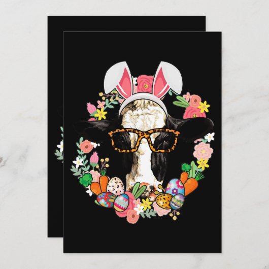 カウバニー耳ハッピーイースター農業農家 招待状 (正面/裏面)