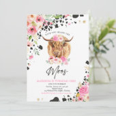 カウバースデーパーティーピンクフローラファームランチ誕生日 招待状 (スタンド正面)