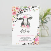 カウバースデーパーティーピンクフローラファームランチ誕生日 招待状 (スタンド正面)