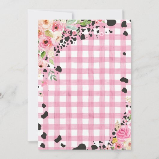 カウバースデーパーティーピンクフローラファームランチ誕生日 招待状 (裏面)