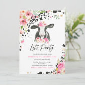 カウバースデーパーティーピンクフローラファームランチ誕生日 招待状 (スタンド正面)
