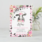 カウバースデーパーティーピンクフローラファームランチ誕生日 招待状 (スタンド正面)