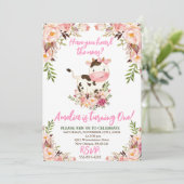 カウバースデーパーティー、ファームパーティー、女の子誕生日 招待状 (スタンド正面)