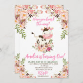 カウバースデーパーティー、ファームパーティー、女の子誕生日 招待状 (正面/裏面)