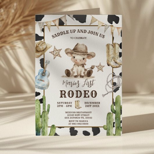 カウパターン ワイルドウェスト 私の初めてのロデオ誕生日 招待状