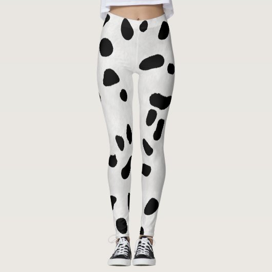 カウパッチ – ブラックオンホワイトコートコウィドルック レギンス (正面)