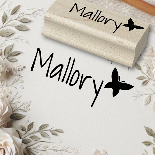 カウパーソナライズされたイシンプル蝶名前をカスタムする ラバースタンプ