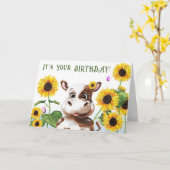 カウヒマワリ子供の誕生日 カード (黄色い花)