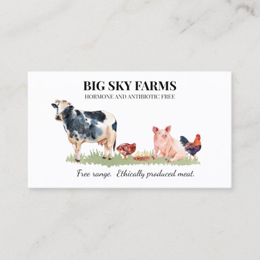 カウピグアニマル農業ファームウォーター色 名刺 (正面)