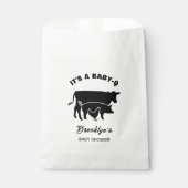 カウピッグチキンベビーQ BBQベビーシャワー白黒 フェイバーバッグ (正面)
