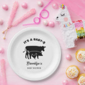 カウピッグチキンベビーQ BBQベビーシャワー白黒 ペーパープレート (パーティー)