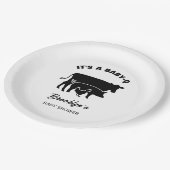 カウピッグチキンベビーQ BBQベビーシャワー白黒 ペーパープレート (アングル)