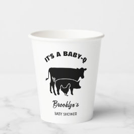 カウピッグチキンベビーQ BBQベビーシャワー白黒 紙コップ