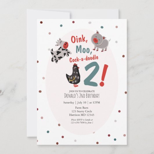 カウピッグファーム第2誕生日招待状 招待状 (正面)