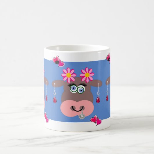 カウピンクハートジュエリーマグ コーヒーマグカップ (中央)