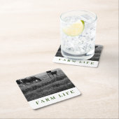 カウファミリーテーマ飲み物用コースター スクエアペーパーコースター (インサイチュ)