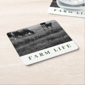 カウファミリーテーマ飲み物用コースター スクエアペーパーコースター (アングル)