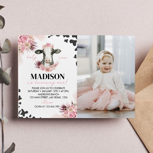 カウファースト誕生日フォト招待状 サンキューカード