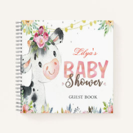 カウファームアニマルズ納屋周囲の庭ベビーシャワーゲストブック ノートブック