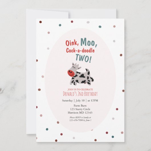 カウファームアニマルセカンド誕生日 招待状 (正面)