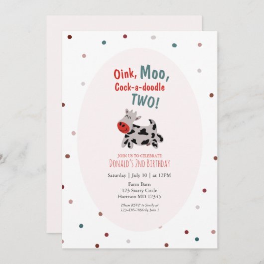 カウファームアニマルセカンド誕生日 招待状 (正面/裏面)