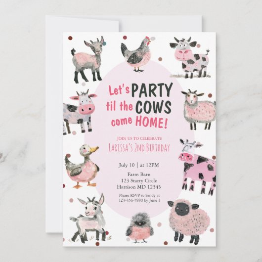 カウファームガールズセカンド誕生日 招待状 (正面)