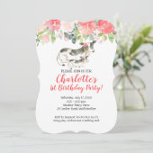 カウファームコーラルアンドピンクフローラ誕生日招待状 招待状 (スタンド正面)