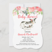 カウファームサンゴ及びピンクフローラベビーシャワー招待状 招待状 (正面)