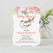カウファームサンゴ及びピンクフローラベビーシャワー招待状 招待状 (スタンド正面)