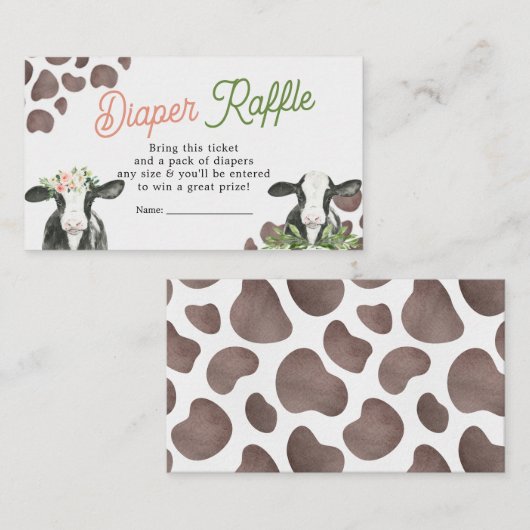 カウファームジェンダーリビールおむつラッフルカード エンクロージャーカード (正面/裏面)