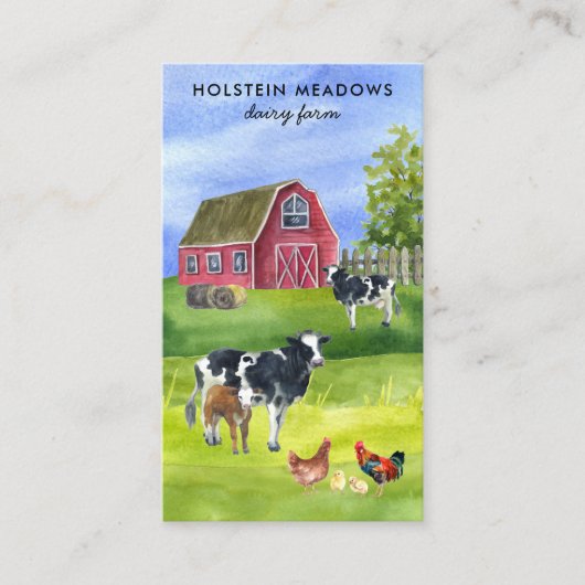 カウファームホルスタイン乳製品の水彩 名刺 (正面)