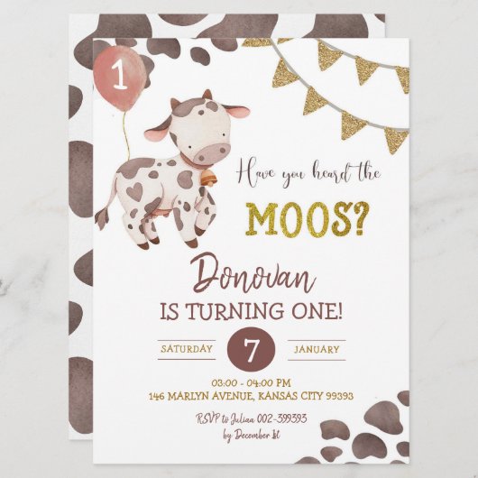 カウファームボーイ赤ちゃんシャワー招待状 招待状 (正面/裏面)