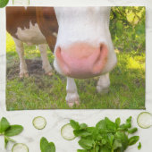 カウファーム動物のポートレート写真 キッチンタオル (折り畳み)