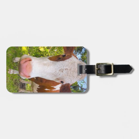 カウファーム動物の写真パーソナライズされた名 ラゲッジタグ (正面横)