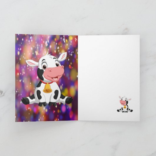 カウファーム動物の誕生日かわいいサンキューカード サンキューカード (内部)